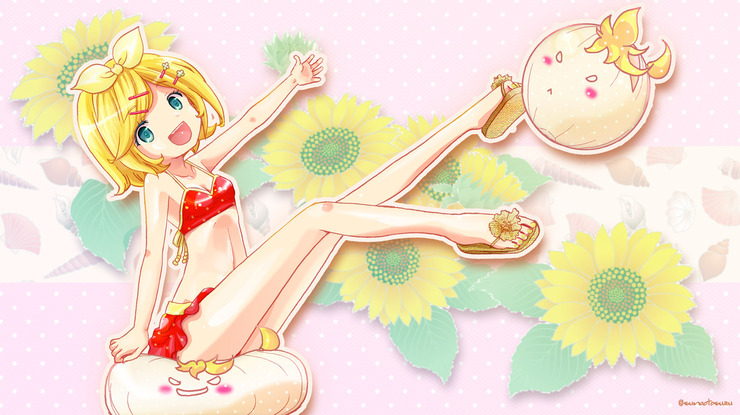 ≪鏡音リン・イラスト≫使ってください「水着」
