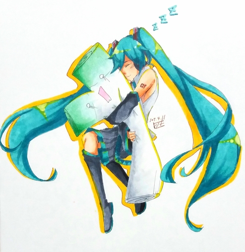 寝でる中のミクさんowo/