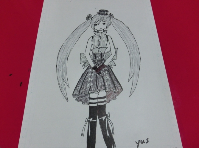 部活用に描いたミクさん