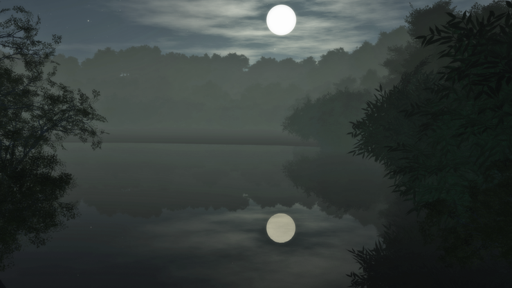月夜の湖畔