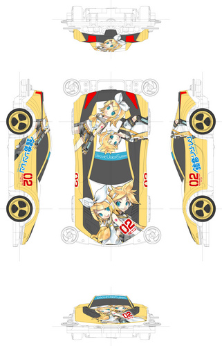 鏡音リン・レンミニ四駆車体デザイン案