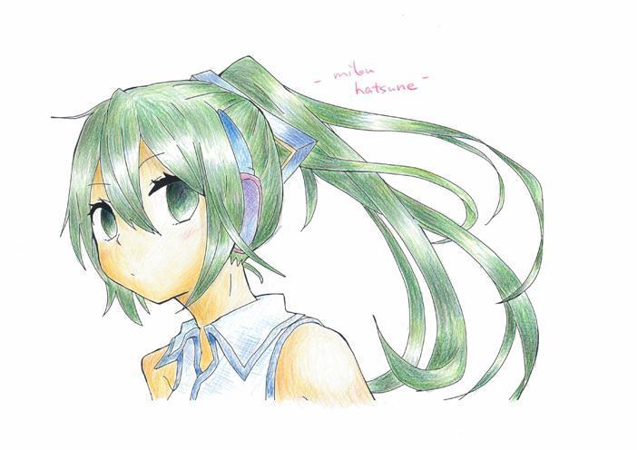 塗らせて頂きました【線画】ポニテミクちゃんby黒太さん