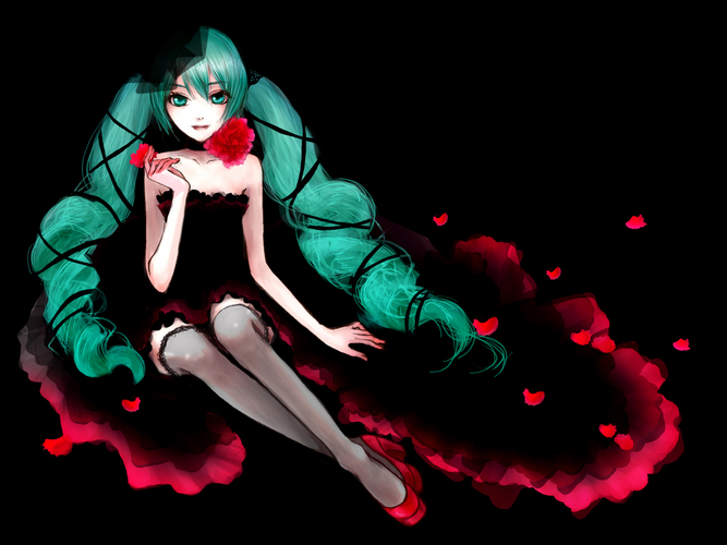 黒ドレスミク