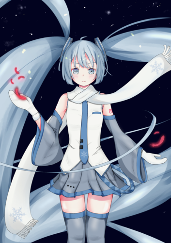 赤い羽根×雪ミクさん