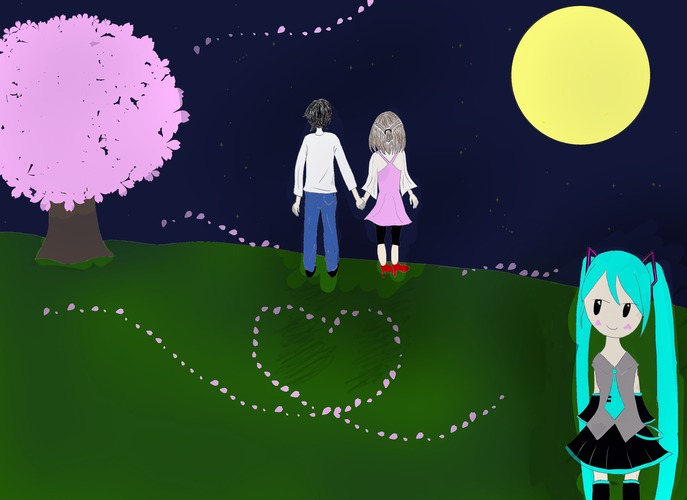 月下桜 イラスト