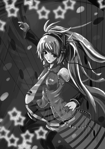 初音ミクアンソロジー用イラスト「ウタカナデ」