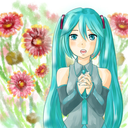 最終的に背景の酷さに謝ってもらってる形になった絵(ミク)