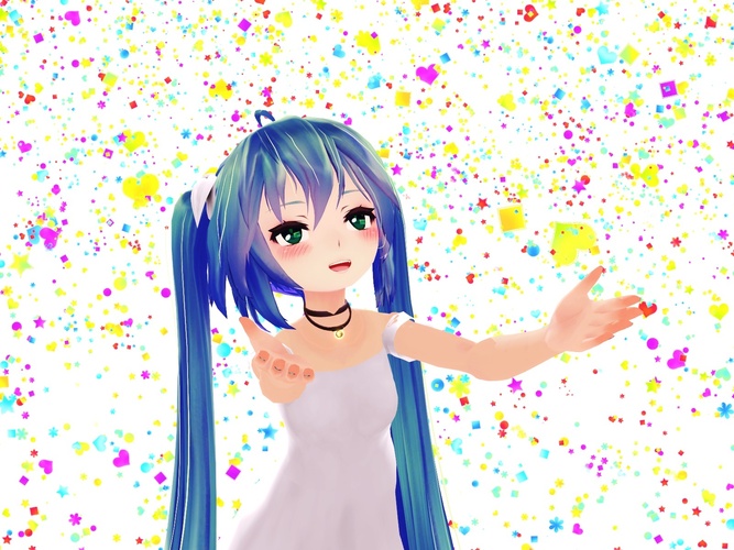 カラフルパーティクルとちびミクさん