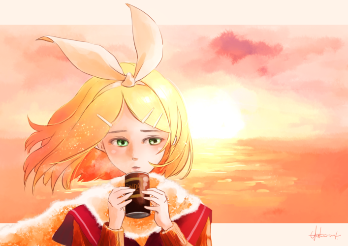 夕暮れと缶コーヒー