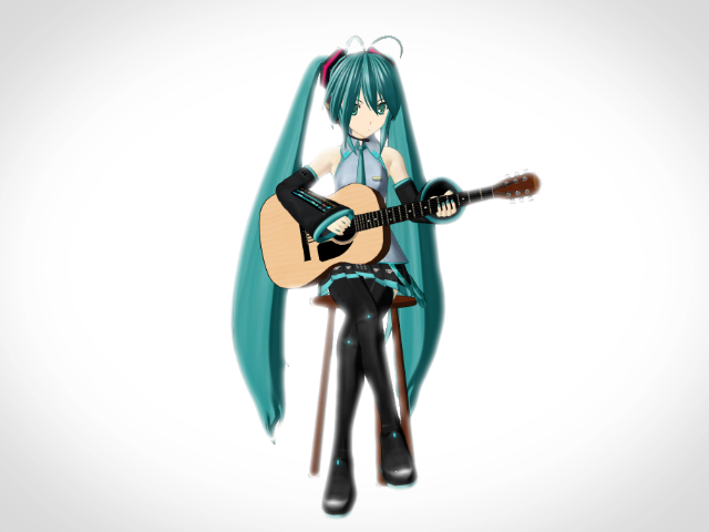 ミクがギターの練習を始めました
