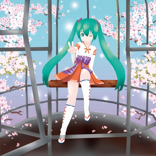 桜とミクさん