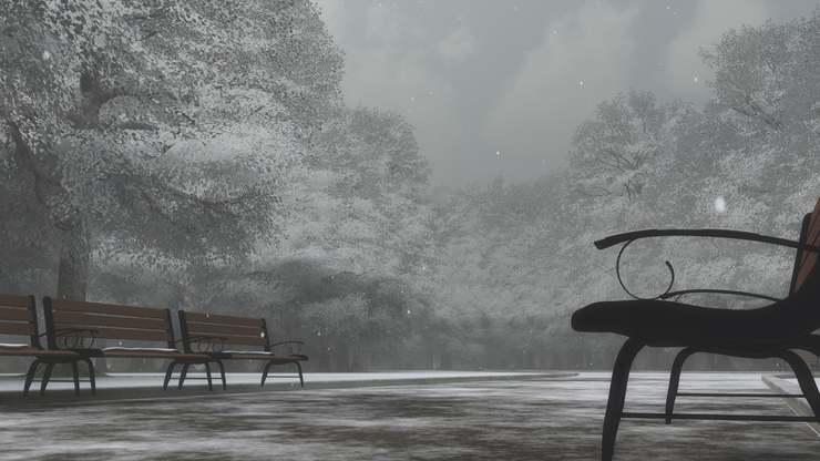 雪の降る公園
