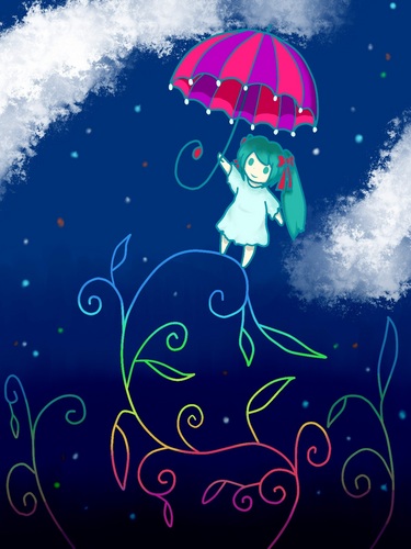 ツタの上のミク