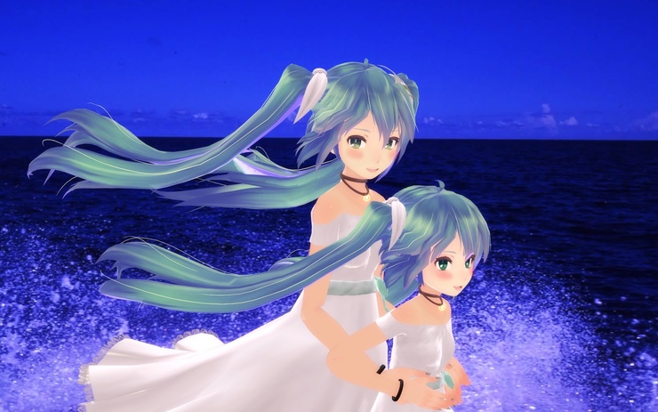 ミクさんとちびミクさんとボートの上で3