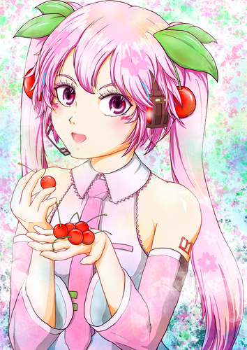 サクランボをいただく桜ミクさん