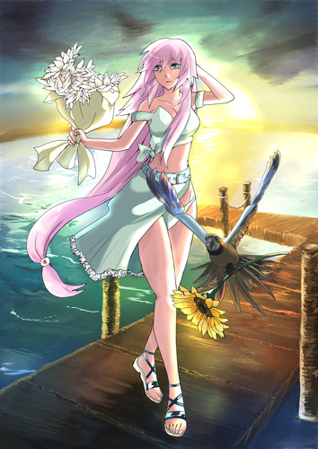 2019カレンダー応募作品 水着の巡音ルカさん!