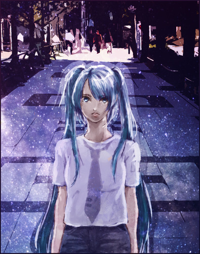 【CG】初音ミク、Tシャツとジーンズ。
