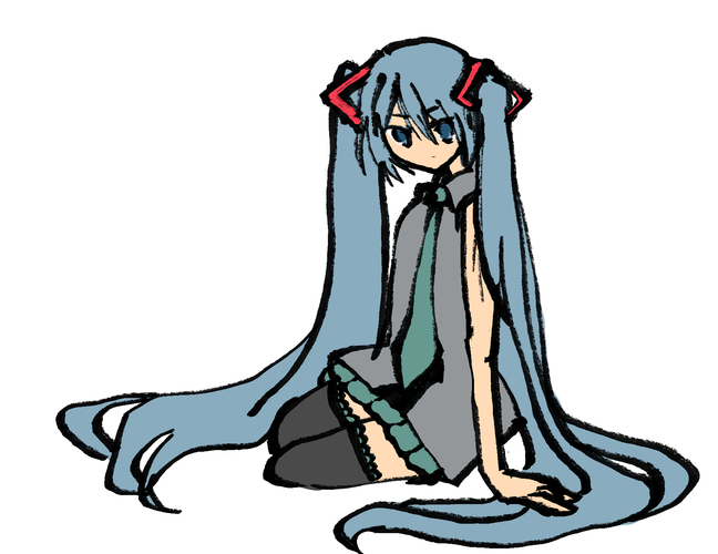 墨絵っぽいミクさん