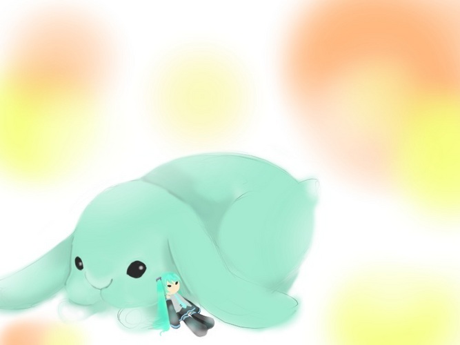 うさぎとちびミク
