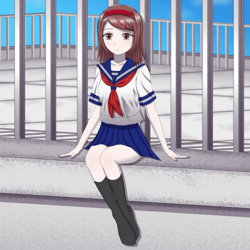 【GIFアニメ】9月1日。屋上。少女。