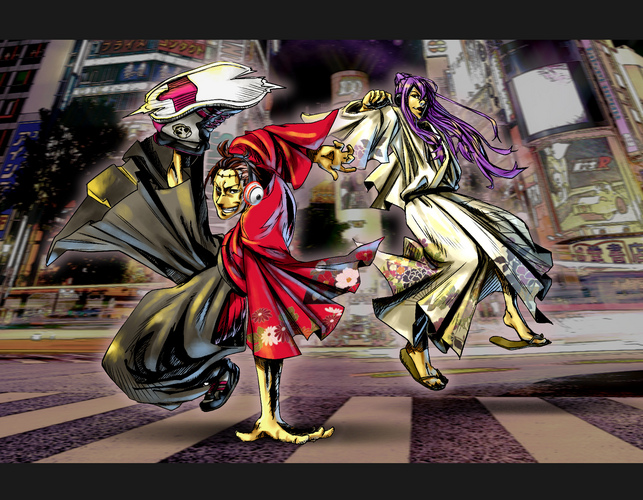Dancin' SAMURAI in the street!!