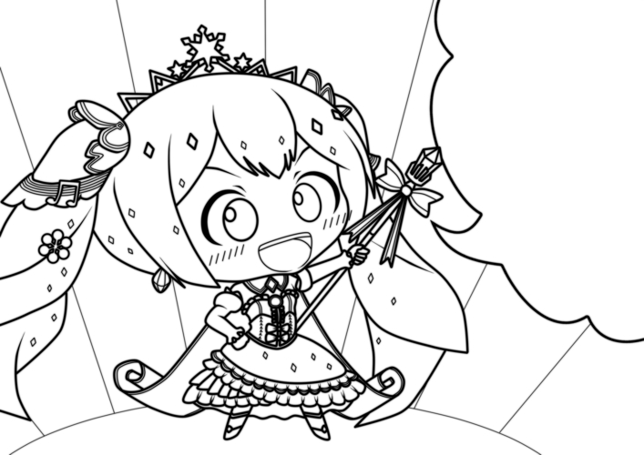 雪ミク2019 ぬり絵線画