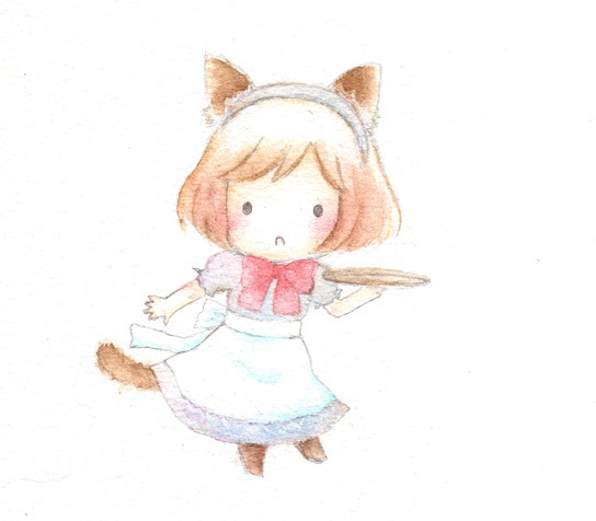 メイドでネコミミでシッポ付きで・・・