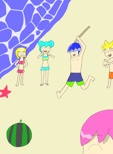 海を楽しんでるクリプトン達