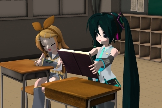 朗読するミク