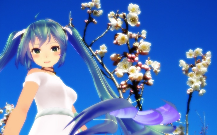 ミクさんと桜(さくらんぼの花)