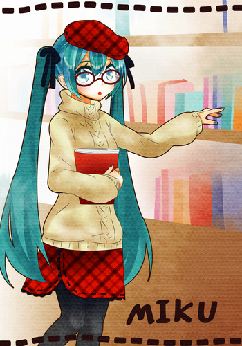 本と眼鏡のミクさん