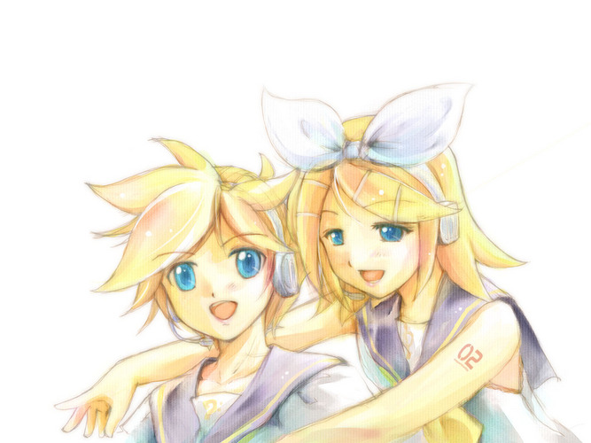 歌う鏡音姉弟
