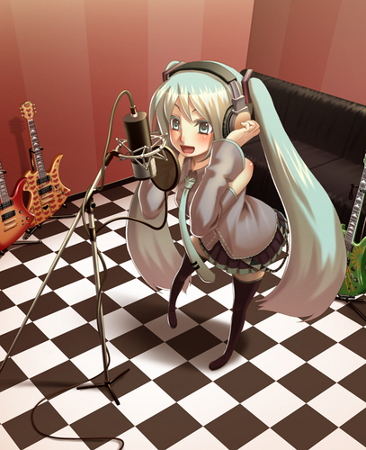 初音ミク、只今レコーディング中