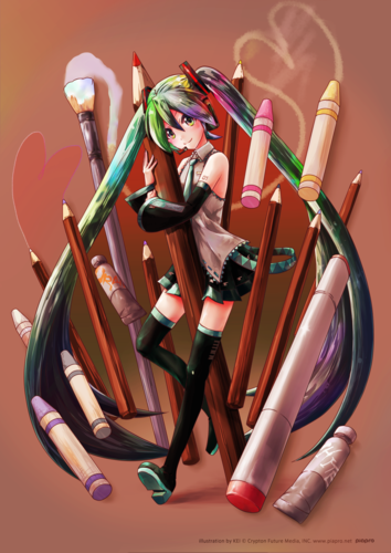 【パソコン】ミクちゃん塗り絵