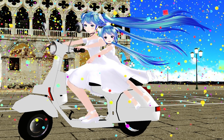 ミクさんとちびさんでべスパ(サンマルコ広場)1