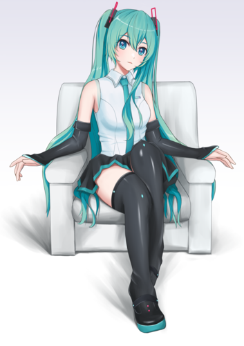 ソファーに座るミクさん