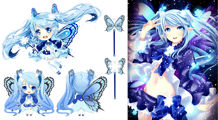 Fairy Snow Miku: the frozen flower in the darkness of the winter