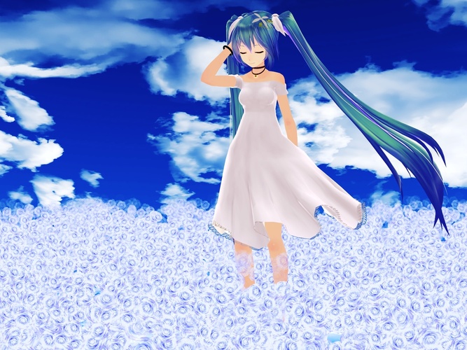 青い薔薇とミクさん