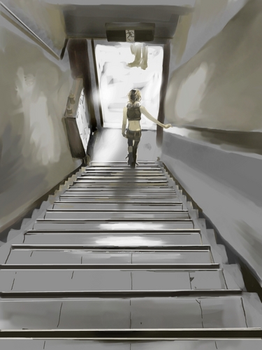 【なにもできなくてあたしは歌った】原画・階段