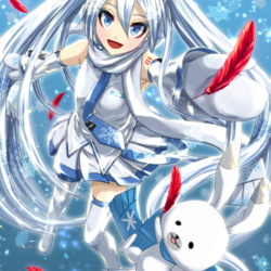 赤い羽根と雪ミクさん達