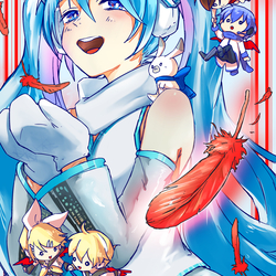 「赤い羽根共同募金運動×雪ミク」イラスト案