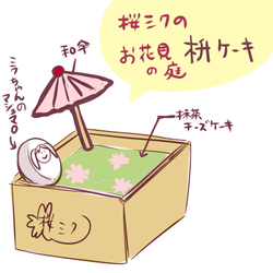 桜ミクのお花見の庭・枡ケーキ