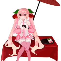 傘の陰の茶菓子姫