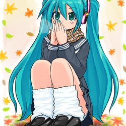 冷たい手に口を温めるミクさん