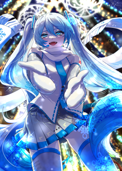 [piaproイラスト]函館駅前広場イルミネーション×雪ミク