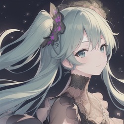 夜風にあたるミク