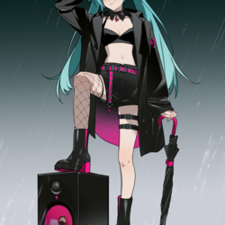 黒レインコートミク