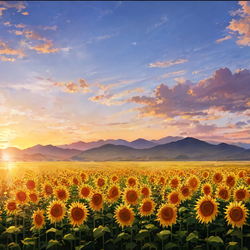 夏のひまわり畑