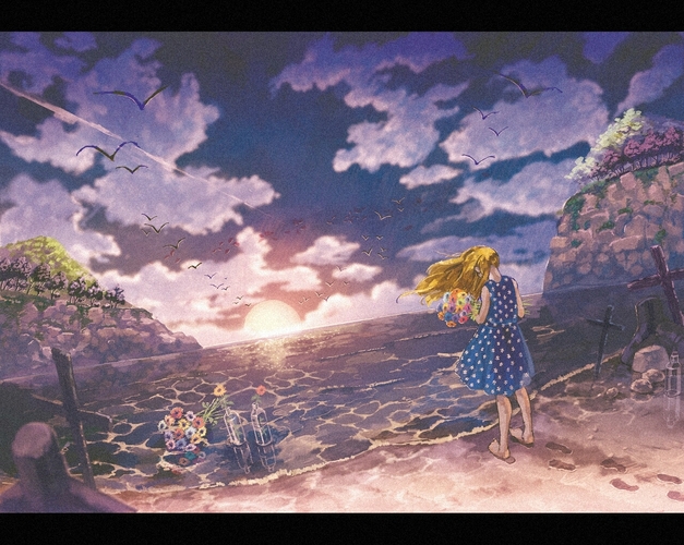 Piapro ピアプロ イラスト 海と花束