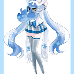 雪エゾタヌキと雪ミクさん